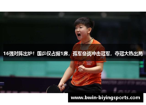 16强对阵出炉！国乒仅占据1席，孤军奋战冲击冠军，夺冠大热出局